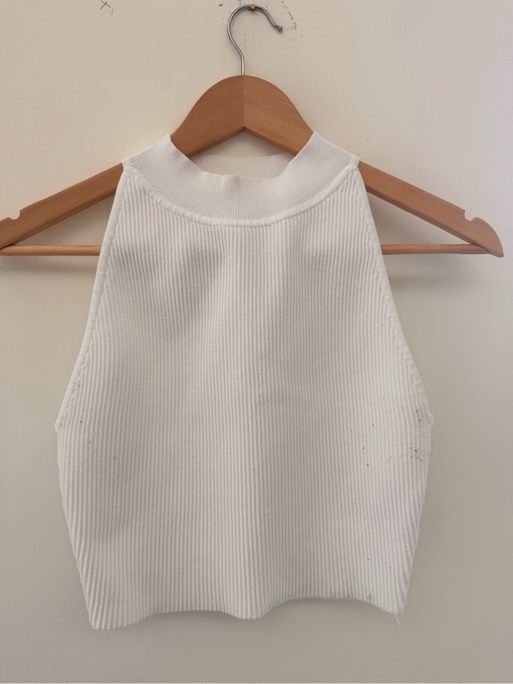 Babaton White Ribbed Knit Top - Size M